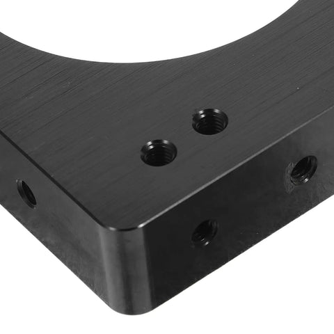 Close-up of the Solid CNC Motor Mounting Bracket For Spindle 65mm Engraving Machine Stand featuring threaded holes.