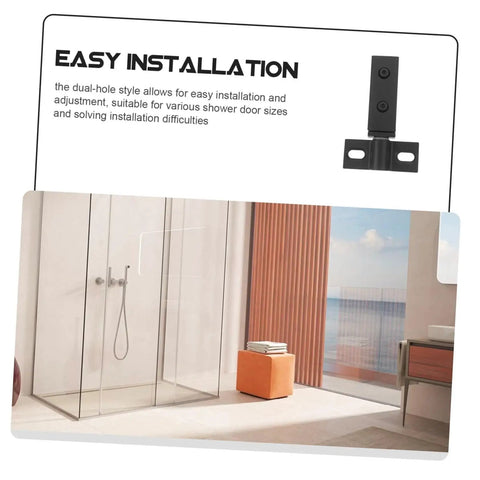Heavy Duty Shower Door Hinge Stainless Steel Dual Hole Pivot Hinge for bathroom with easy installation guide shown