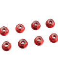 Tune Up Your Ride With These 8 Fresh Red M4 Flange Lock Nuts Built For 1 10 Scale Rc Cars Featuring Serrated Nylon Inserts And Lightweight Aluminum Wheels Upgraded Replacement Hardware, showing eight red aluminum nuts.
