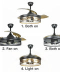 42 Inch Caged Ceiling Fan With Remote Control And Lights Dope Farmhouse Flush Mount Low Profile Ceiling Fan operation modes