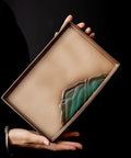 Premium Ceramic Tea Serving Tray For Kung Fu Brewing And Coffee Or Cocktails Ultra Slick Smooth Surfaces, 21cm long, hand-held.