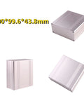 Waterproof aluminum PCB enclosure, 100x99.6x43.8mm, IP66, lightweight, corrosion-resistant, ideal for DIY projects and outdoor use.