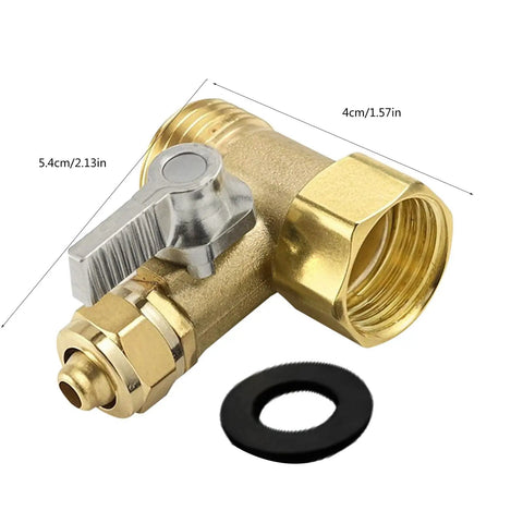 Top Tier 3 Way Ball Valve With Seamless Connection For 3 4 Inch Home Water Lines Lightning Fast Twist And No Fuss Maintenance showing brass construction and dimensions.