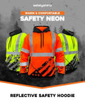 American Grit High Visibility Hoodie For Men, Class 3 Type R, ANSI ISEA 107-2020 Compliant, Heavy Duty Polyester With Soft Combed Fleece Interior, Orange, X Large, Built Tough For Roadwork And Construction, displayed with other neon safety hoodies.