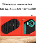 Red Electronic DIY Radio Kit With 3V 6 Tube S66E Classic Circuit 535-1620KHz, front view with speaker and dial