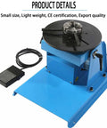 Automatic Rotary Welding Positioner Rock Solid Cast Iron Base Built Tough Smooth Operator 0 To 90 Degree Flip Table With 65mm Chuck for steady workpiece rotation.