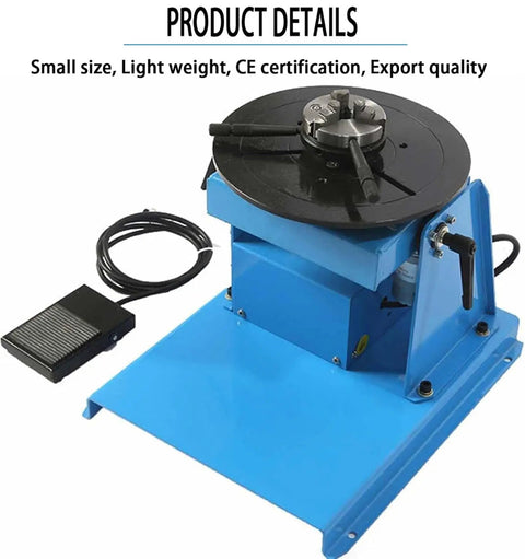 Automatic Rotary Welding Positioner Rock Solid Cast Iron Base Built Tough Smooth Operator 0 To 90 Degree Flip Table With 65mm Chuck for steady workpiece rotation.