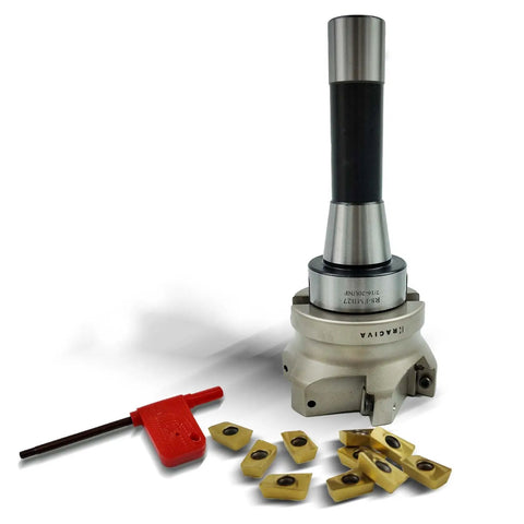 R8 Face Mill 80mm 90 Degree Cutter With Four Slot Pro Grade High Efficiency Multiedge Milling Arbor 7/16-20UNF Thread Shank