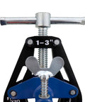 B&B Pipe 1220 PDQ pipe clamp, small, fits 1-3 in pipe; black frame with blue base