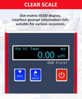 Portable Surface Roughness Tester Pro Grade Profilometer with LED display showing measurement interface and buttons