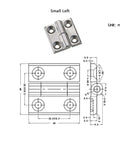 Detachable hinge; heavy-duty 304 stainless steel with polished finish, small left-handed, 1 piece