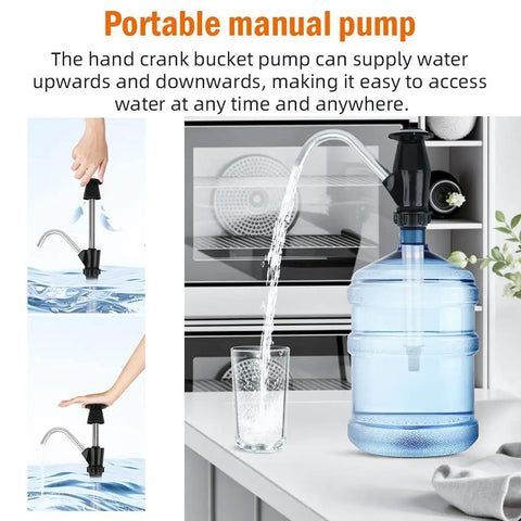 Swap Dead Electric Pumps For This Rugged Hand Operated Drum Pump Designed For Caravan And Rv Sinks Delivering Smooth Dual Action Water Flow To Keep You Quenched While Camping Rough Outside Off Grid, showing manual pump dispensing water.