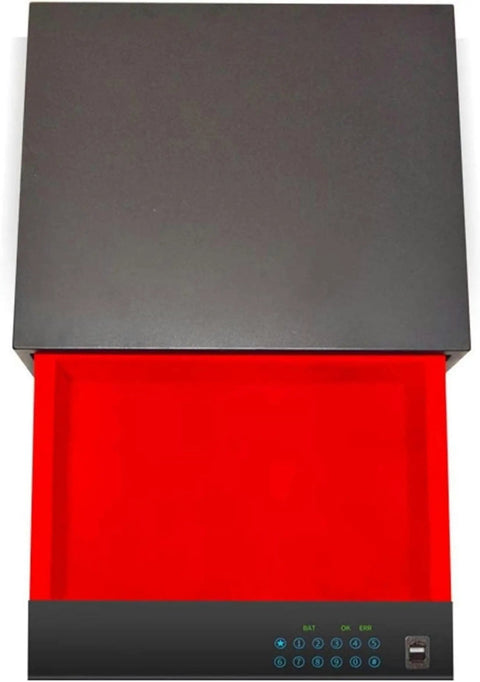 Waterproof Steel Safe With Digital Keypad And USB Backup Power, heavy duty lock box open showing interior
