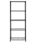 Rock Solid Steel Wire Shelving Unit Five Tier Storage Rack Built Tough With Self Leveling Feet NSF Certified Food Safe For Kitchens Garages And Commercial Shops Black One Fourteen X Two Forty X Fifty Nine Inches front view.