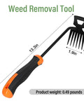 Portable Garden Weeder Tool With Six Tooth Weeder, Heavy Duty Manganese Steel Hand Weeding Tool For Veggie Gardens, 13.3 Inch