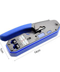 Mengkkk Heavy Duty Rj45 Crimping Tool With Built In Wire stripper And Cutter, 14cm length, blue rubber grip for comfort.