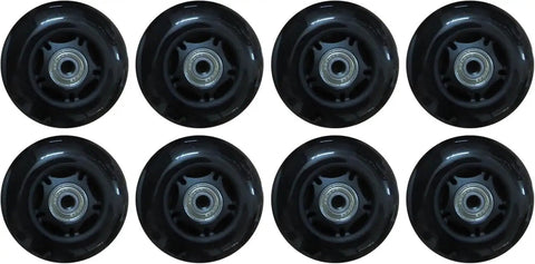Eight Pack Inline Skate Wheel Set With Bearings Go-To 60mm To 80mm Size Range For Roller Blades Skates And Luggage Replacements 82A Hardness
