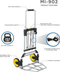 Heavy Duty Folding Hand Truck With Telescoping Handle And 264 Lb Load Capacity, Rugged Trolley Cart For Easy Moves Of Boxes, Appliances, And Bulk Supplies At Home Or On The Job, aluminum base, rubber wheels