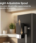 Hassle Free One Touch Automatic Espresso Machine With Built In Grinder And Manual Milk Frother height adjustable spout for different cup sizes.