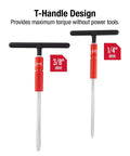 Adjustable T Handle Speed Wrench Set With Four Position Grip One Quarter Inch And Three Eighths Inch Drive Two Piece Anodized Speed