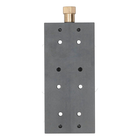 Manual Linear Stage Actuator Smooth Operator Aluminum Platform Zero To Seventy Five Millimeter Stroke Ten Kilogram Load Capacity For Mechanical Engineering And Automation Projects Built Tough Straight Up Precision top view with brass knob.