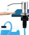 Brushed Nickel Kitchen Sink Soap Dispenser With A 47 Inch Silicone Extension Tube That Goes Directly To Your Large Dish Soap Bottle