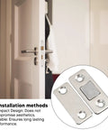 Slim Magnetic Door Catch Kit In Stainless Steel 8 Pack Cabinet Latch with adhesive or screw mount for secure closures