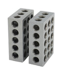 Two aluminum machinist parallel blocks, 1x2x3 in, with 23 holes for milling setups