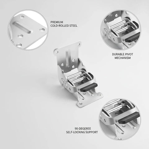 Self Locking Folding Table Hinge For Workbenches And Drop Leaf Tables With 90 Degree Auto Lock Rock Solid Cold Rolled Steel Hardware