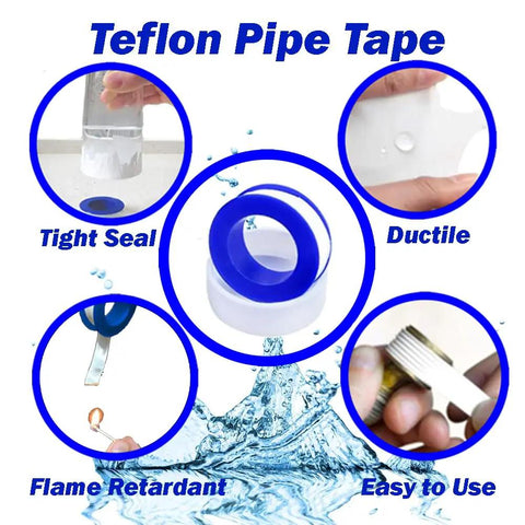 PTFE Pipe Thread Seal Tape Set 10 Rolls 1/2 Inch By 394 Inches Heavy Duty Pro Grade Teflon Tape in various use scenarios.