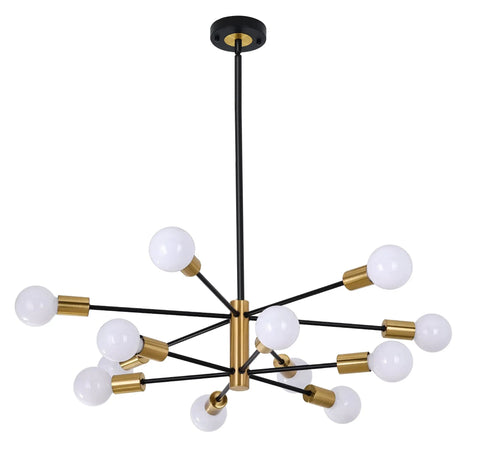 Six Light Dope Modern Sputnik Chandelier In Black Gold Finish Mid Century Ceiling Pendant Light With Adjustable Branch Height E26 Base A Dope Showpiece For Kitchen Island Dining Room Living Room Bedroom, featuring six adjustable arms in black and gold.
