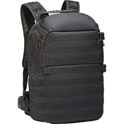 Black shoulder camera bag and laptop backpack with all weather cover for 15.6 inch laptops, ergonomic padded straps, durable SLR pro gear carrier