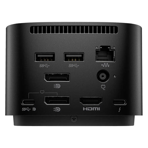 Thunderbolt G4 Docking Station With Built In Bluetooth Speaker And 120W Fast Charging detailed back view showing ports and connections.