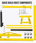 Heavy Duty Folding Engine Hoist With Adjustable Telescopic Boom two ton components including yellow parts, hydraulic cylinder, and hardware.