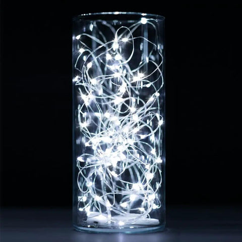 Battery Operated Fairy Lights Six Pack No Remote Waterproof Firefly String Lights On Silvery Copper Wire With Twenty LEDs Each Seven Feet Long For Wedding Patio Bedroom Christmas Decor Cool White