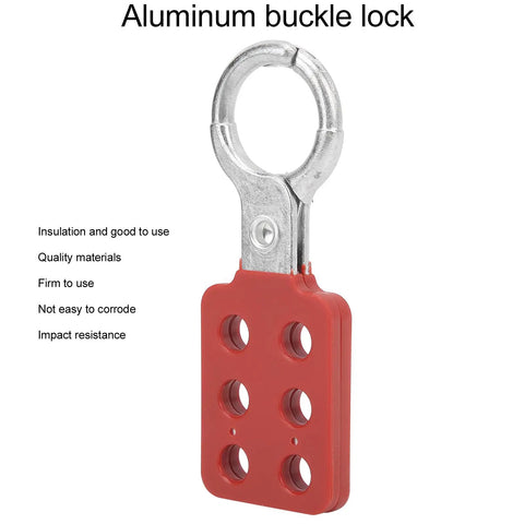 Pro Grade Red Lockout Hasp Set 10 Pack, 25mm, aluminum buckle lock with 6-hole design for energy control in industrial worksites