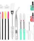 Handy 14Pcs Sewing Machine Cleaning Kit Pro Grade Repair Tools With Double Headed Brush Tweezers And Screwdrivers set displayed