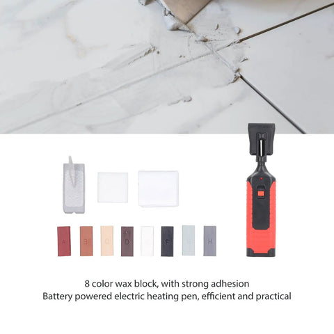 Tile Repair Kit With Electric Heating Pen And Eight Wax Blocks For Cracked Tile And Porcelain Repair, Battery Powered