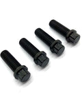Set of four 1310 U Joint Driveshaft Strap Bolts replaces J4006928 for Jeep and Dodge vehicles, shown on white background.