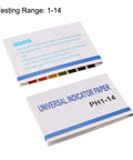 Two pieces of PH Test Strips 1 To 14 Indicator Paper Kit for Water Food Pool Aquarium Testing with color chart visible