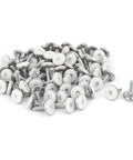 Top Shelf Adjustable Furniture Glides And Smooth Leveling Feet With M8 X 25mm Thread Eighty Heavy Duty Plastic Metal Pieces for tables, plated screw with white caps.