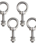 4 Pack M6 x 25mm Threaded Eyebolts With Nuts And Washers, Stainless Steel Marine Grade Shoulder Eye Bolts for DIY