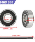 Rear Axle Kit For Mini Bike 12mm 270mm With 6201RS Bearings Nut Bolt Set Replacement dimensions shown
