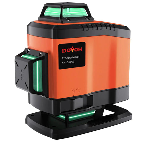 Orange 4x360 Degree Laser Level With Self Leveling, 16 Line Green Beam For Floor Tiling And Ceiling, Rechargeable Battery, Magnetic Bracket Included.