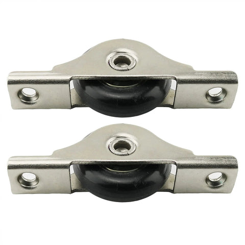 2 Pcs Nylon Wheel Sliding Door Roller 29mm Diameter With Stainless Steel Shell And Screws in black, shown in front view.