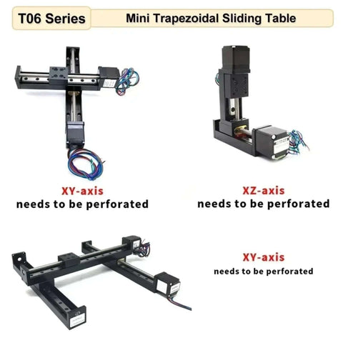 Heavy Duty XYZ Shaft Electric Sliding Table With T Shaped Linear Guide Rail And 2mm Pitch Precision CNC Motor Drive Kit For Smooth Motion Control, T06 Series