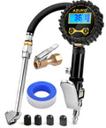 Digital Tire Inflator With Pressure Gauge Pro Grade Heavy Duty Air Compressor Kit 200 PSI With Rubber Hose Lock On Chuck