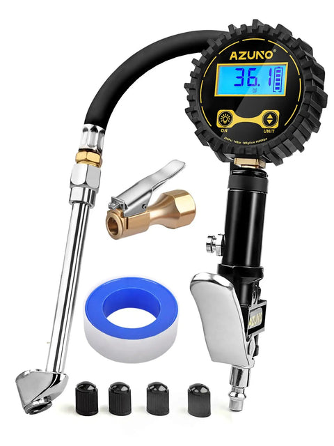 Digital Tire Inflator With Pressure Gauge Pro Grade Heavy Duty Air Compressor Kit 200 PSI With Rubber Hose Lock On Chuck