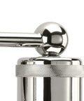 Close-up of polished nickel detail on Hansford 4 Light Bath Vanity Fixture In Polished Nickel With Glass Globe Shades