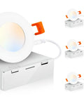 Ultra Thin 3 Inch LED Recessed Light Canless Wafer Downlight IC Rated 8W CRI90 5 Color Temperature Selectable White 6 Pack